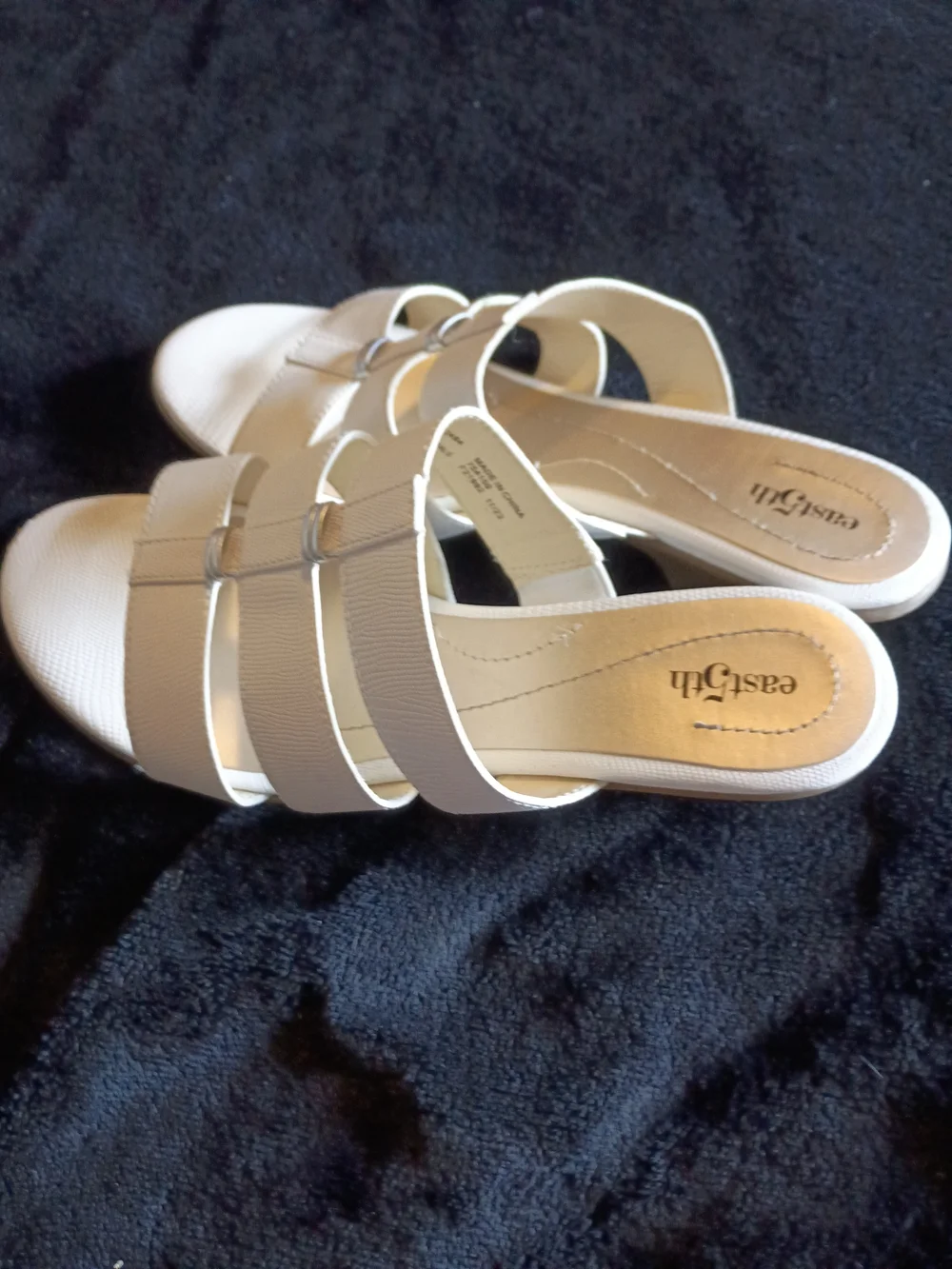 East 5th Elden White Triple Strap Slide Sandals Size 8.5M Comfort Slip-On